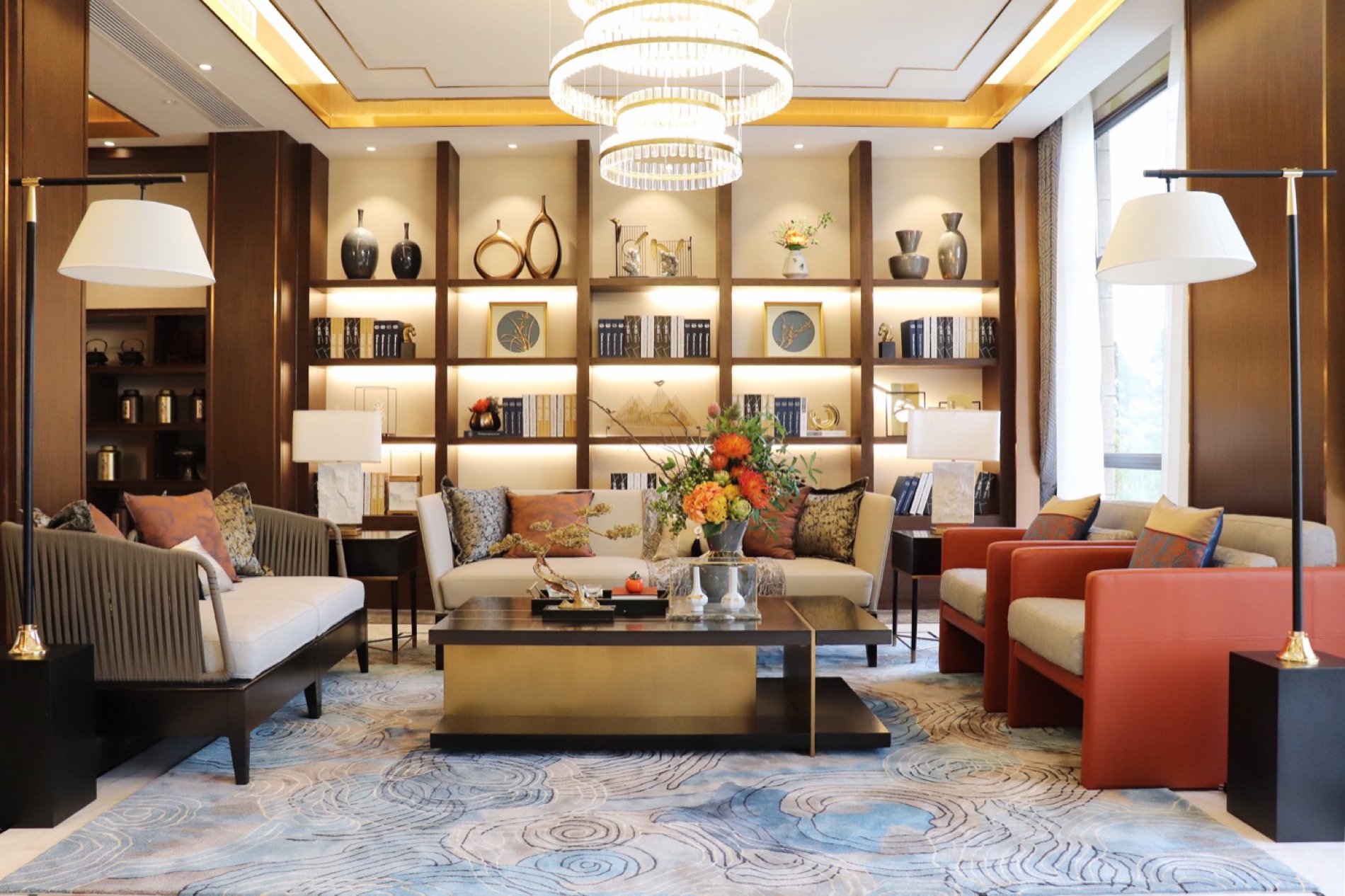 Yulong Bay villa, solid timber tea counter and display joinery